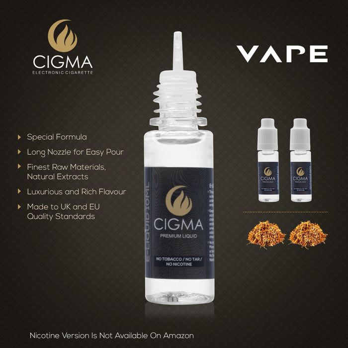 Cigma e-Liquid - Gold Tobacco 0mg 10ml Bottle x 2 Pack | Cigee