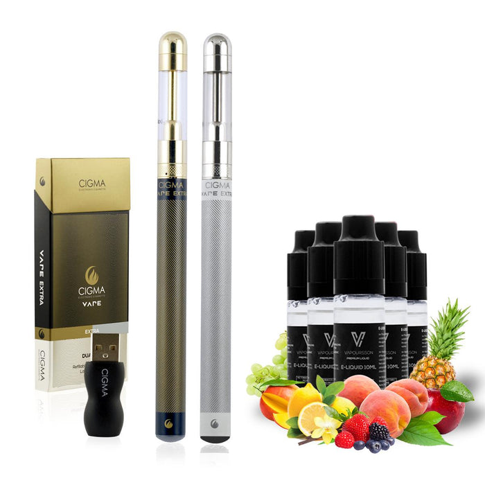 Cigma e-Cigarette Dual Extra - Refillable & Rechargeable Starter Kit + 5 x 10ml | Cigee