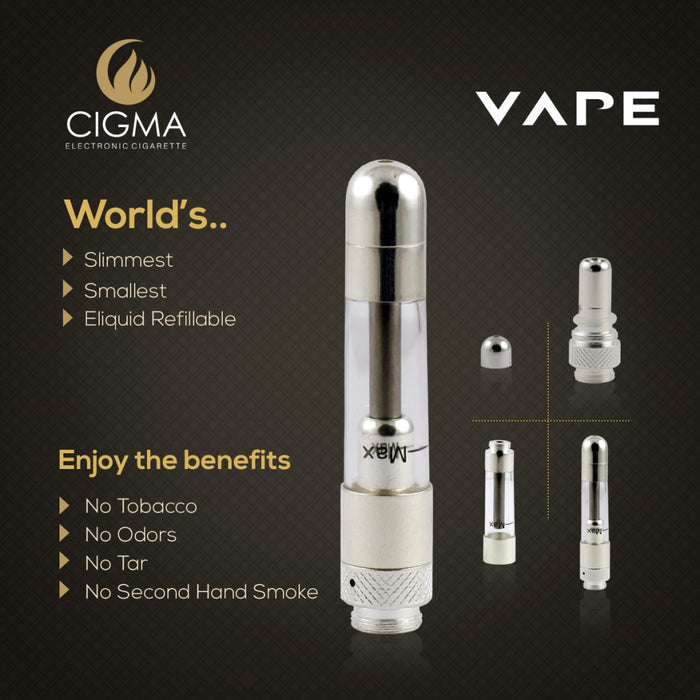 Cigma Clearomizer for Cigma Vape e-Cigarette - Slim - Chrome | Cigee