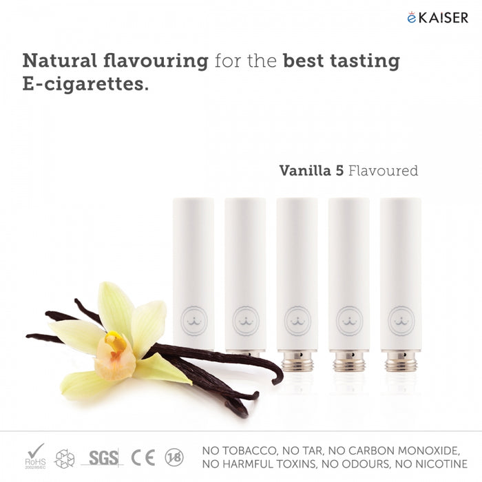 E Cigarette E Liquid 5 Pack White Cartomizer *Vanilla Flavour* - eKaiser - CIGEE Cigarette Cartomizers