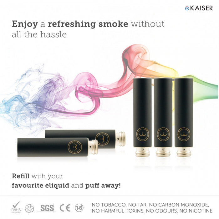 E shisha E Liquid 5 Pack Black Cartomizer *Peach Flavour* - eKaiser - CIGEE Cigarette Cartomizers