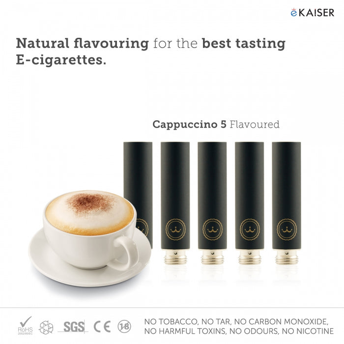 E Cigarette E Liquid 5 Pack Black Cartomizer *Cappuccino Flavour* - eKaiser - CIGEE Cigarette Cartomizers