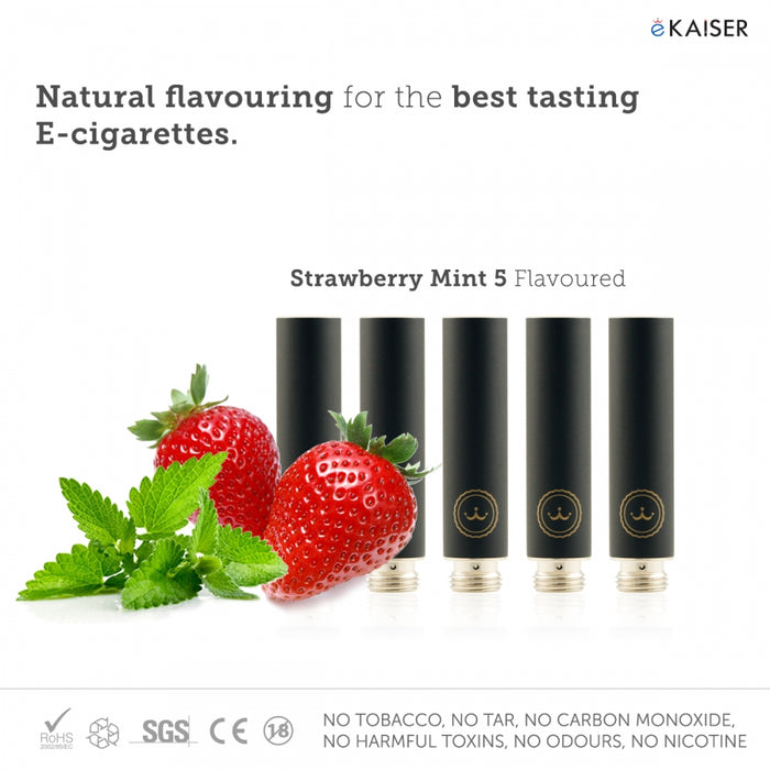 E shisha E Liquid 5 Pack Black Cartomizer *Strawberry Mint Flavour* - eKaiser - CIGEE Cigarette Cartomizers