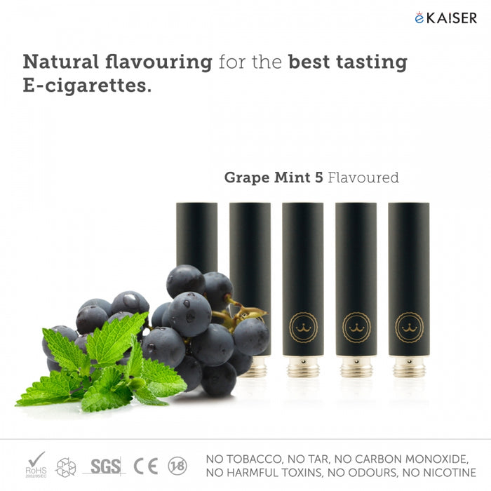 E Cigarette E Liquid 5 Pack Black Cartomizer *Grape Mint Flavour* - eKaiser - CIGEE Cigarette Cartomizers