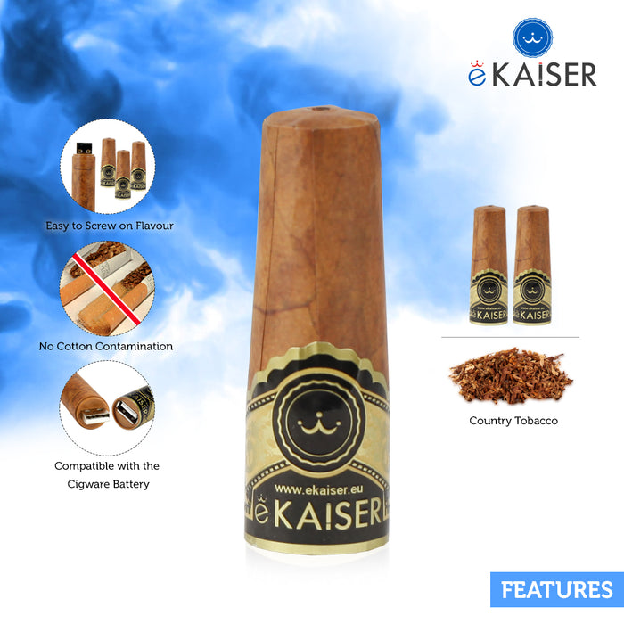 eKaiser e-Cigar Cartomizer - Country Tobacco 0mg x 2 Pack | Cigee