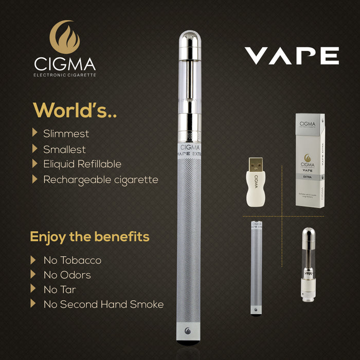 Cigma e-Cigarette Extra White - Refillable & Rechargeable Starter Kit | Cigee