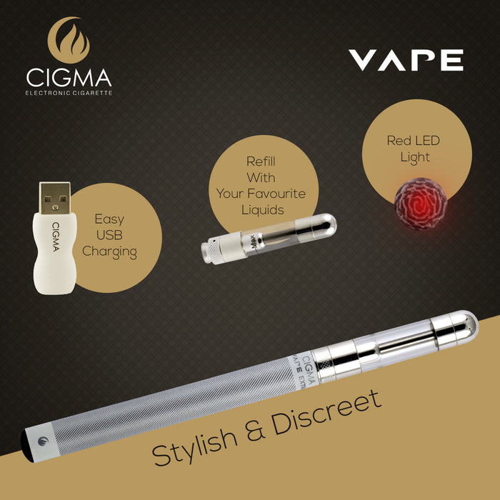 Cigma e-Cigarette Extra White - Refillable & Rechargeable Starter Kit | Cigee