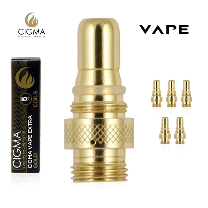 Vape Coil, Extra Battery, 5 Pack, Gold, Cigma