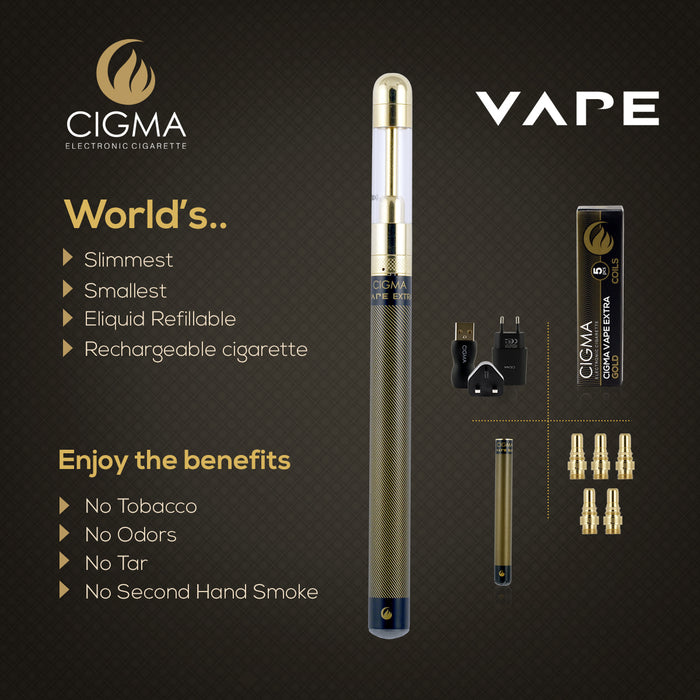 Cigma - Extra Coil Gold 5 pack + 100ml menthol + Silicon sucker