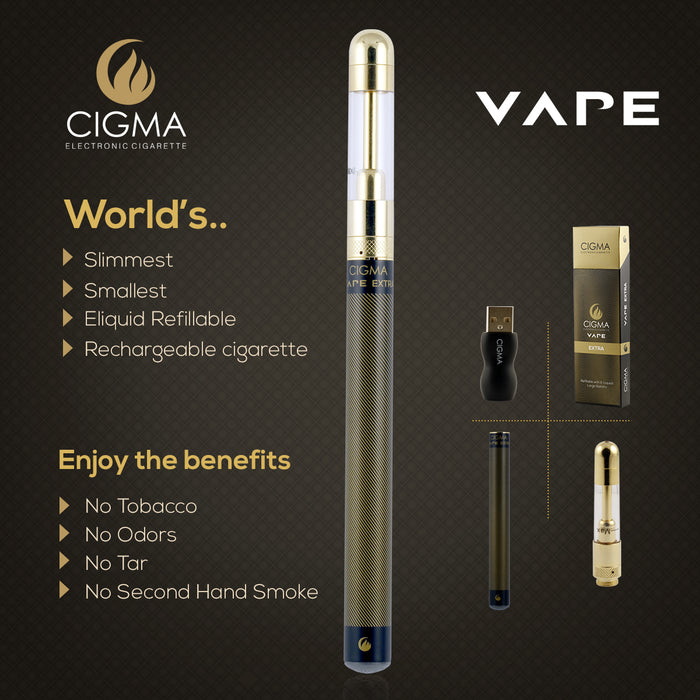 Cigma e-Cigarette Extra Black - Refillable & Rechargeable Starter Kit | Cigee