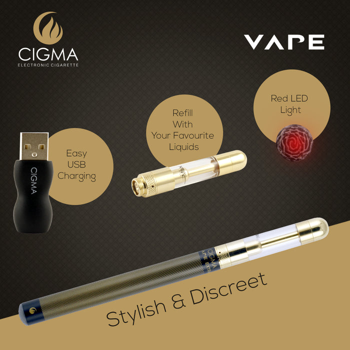 Cigma e-Cigarette Extra Black - Refillable & Rechargeable Starter Kit | Cigee