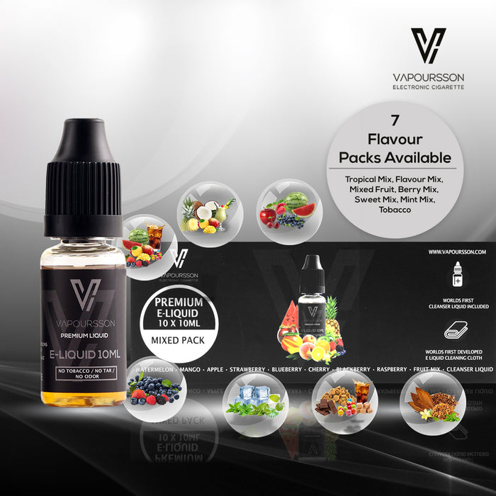 Vapoursson e-Liquid - Mixed Fruit Cleanser Pack 0mg 10ml Bottle x 10 Pack | Cigee