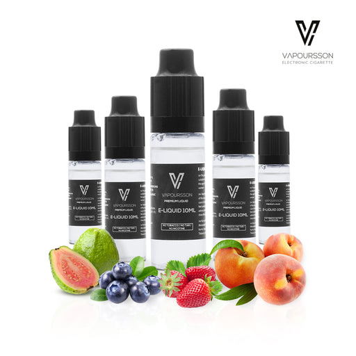 VAPOURSSON 5 X 10ml E Liquid Summertime Happiness | Summer Ray | Florid Blue | Red Lemon | Fancy Peach | Berry Burst