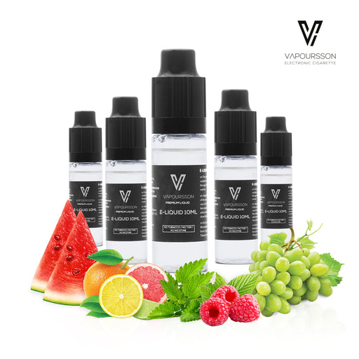 VAPOURSSON 5 X 10ml E Liquid Juicy Cloud Mix | Berry Burst | Icy Orange | Grape Punch | Raspberry Blast | Watermelon