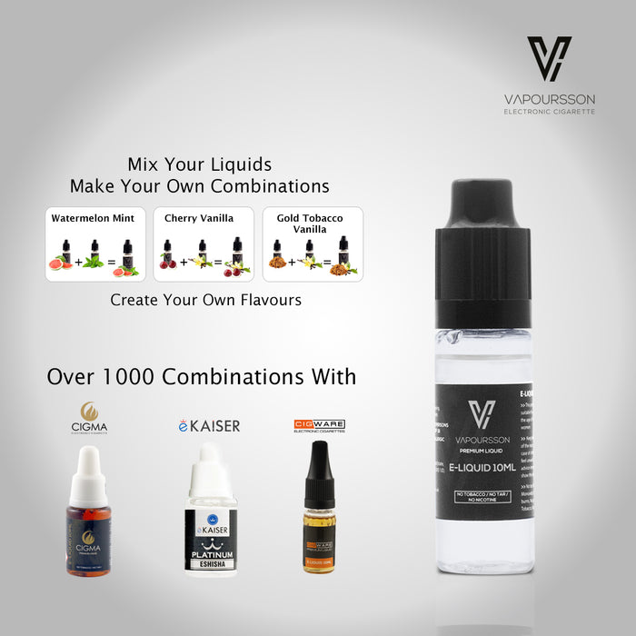 Vapoursson e-Liquid - Flavour Mix 0mg 10ml Bottle x 5 Pack | Cigee