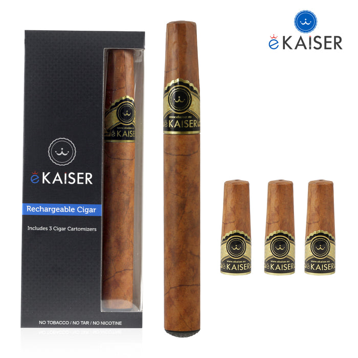eKaiser e-Cigar - Pre-filled & Rechargeable Starter Kit + 3 x Gold Cig CIGEE.COM eKaiser e-Cigar - Pre-filled & Rechargeable Starter Kit + 3 x Gold Cig CIGEE.COM
