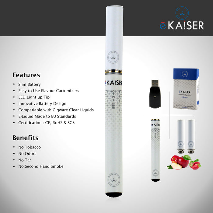 E Shisha Rechargeable Starter Kit eKaiser White Battery E Liquid Eshisha