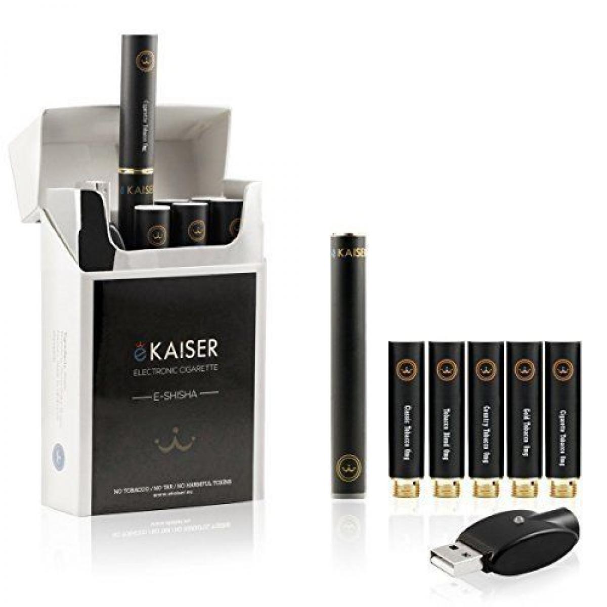 eKaiser e-Cigarette - Pre-filled & Rechargeable Black Starter Kit + 5   CIGEE.COM