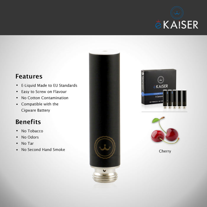 E shisha E Liquid 5 Pack Black Cartomizer Cherry Flavour E-Cigarette for eKaiser Rechargeable eShisha Cigarette