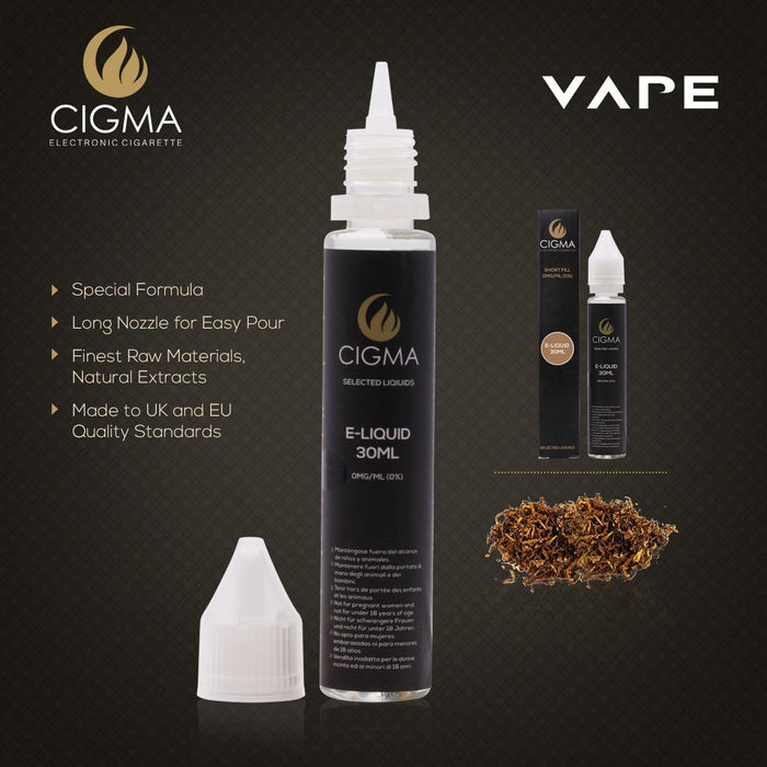 Shortfill, 30ml, 0mg, Cigma, Classic Tobacco