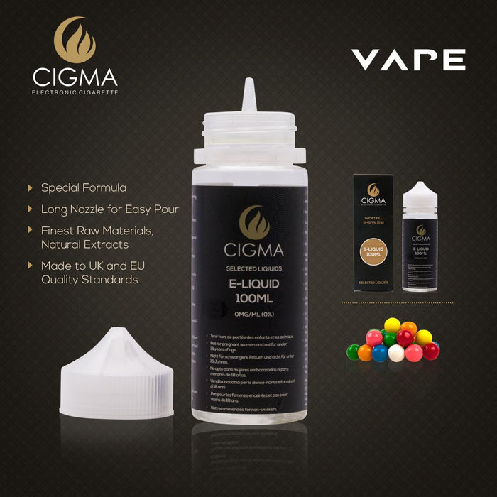 Cigma e-Liquid - Bubble Gum 0mg 100ml Shortfill | Cigee