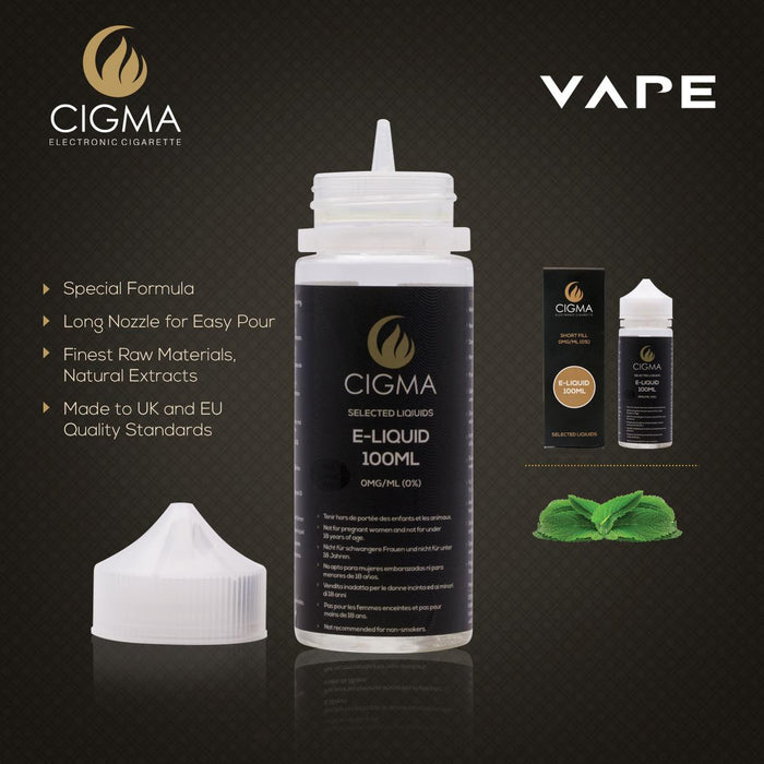 Cigma - Vape slim white + 100ml double mint + Cherry 2 pack 0mg