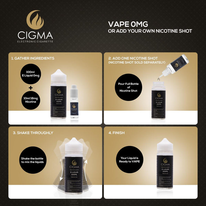 Cigma e-Liquid - Classic Tobacco 0mg 100ml Shortfill | Cigee