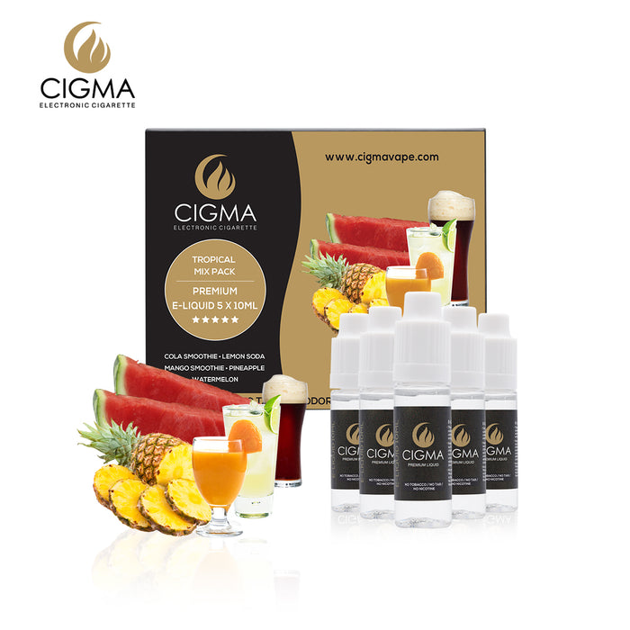 E-liquids,0mg,10ml,5 Pack,Cigma,Tropical Pack