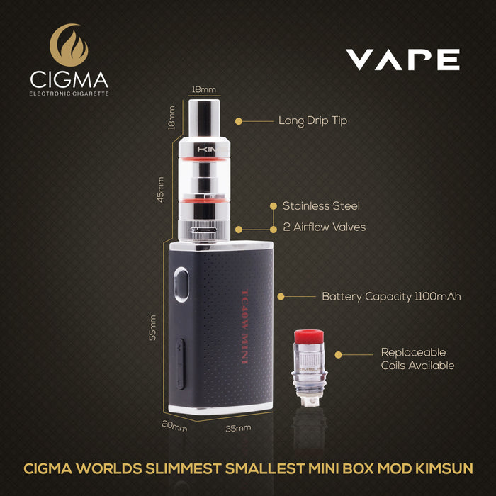 Worlds Slimmest Smallest MiniBox Mod | E Cigarette Starter Kit | Cigma CIGEE.COM Worlds Slimmest Smallest MiniBox Mod | E Cigarette Starter Kit | Cigma CIGEE.COM