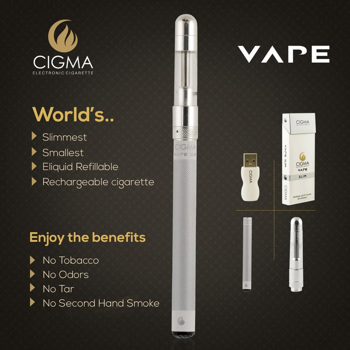 Cigma - Vape slim white + 100ml double mint + Cherry 2 pack 0mg