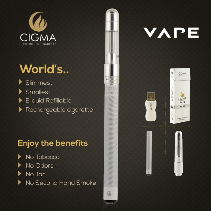 Cigma e-Cigarette Slim White - Refillable & Rechargeable Starter Kit | Cigee