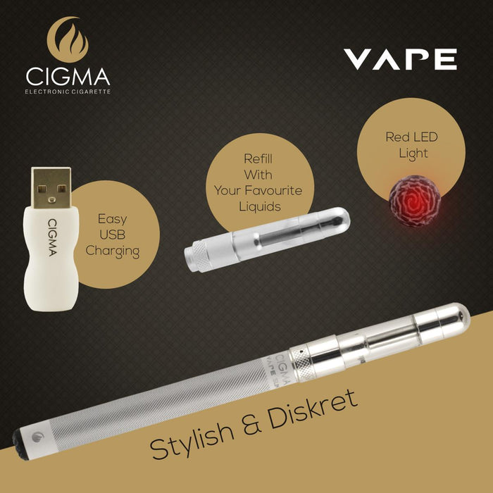 Cigma e-Cigarette Slim White - Refillable & Rechargeable Starter Kit (German) | Cigee