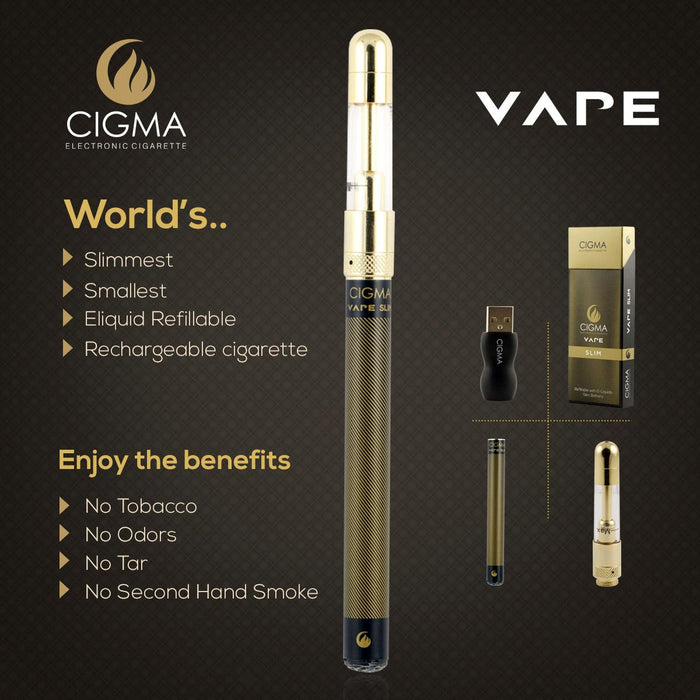 Cigma e-Cigarette Slim Black - Refillable & Rechargeable Starter Kit | Cigee