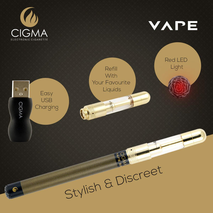 Cigma e-Cigarette Slim Black - Refillable & Rechargeable Starter Kit | Cigee