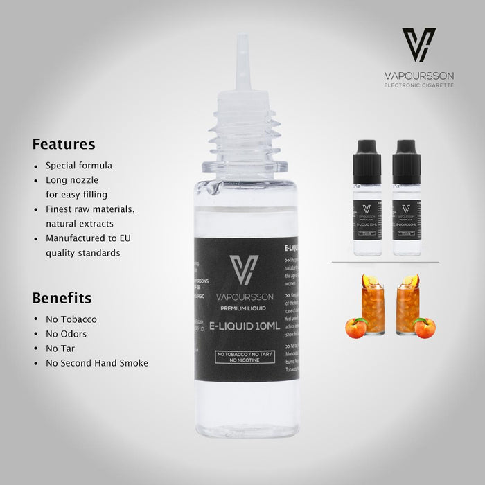 Vapoursson e-Liquid - Juicy Peach 0mg 10ml Bottle x 2 Pack | Cigee