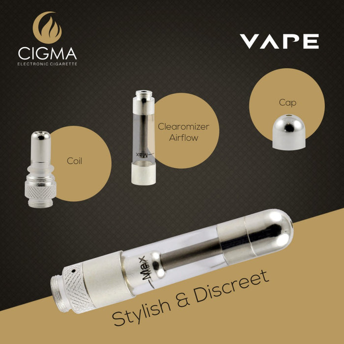 Cigma Clearomizer for Cigma Vape e-Cigarette - Slim - Chrome | Cigee