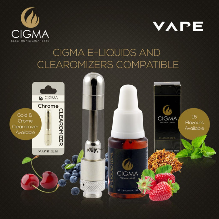 Cigma Clearomizer for Cigma Vape e-Cigarette - Slim - Chrome | Cigee