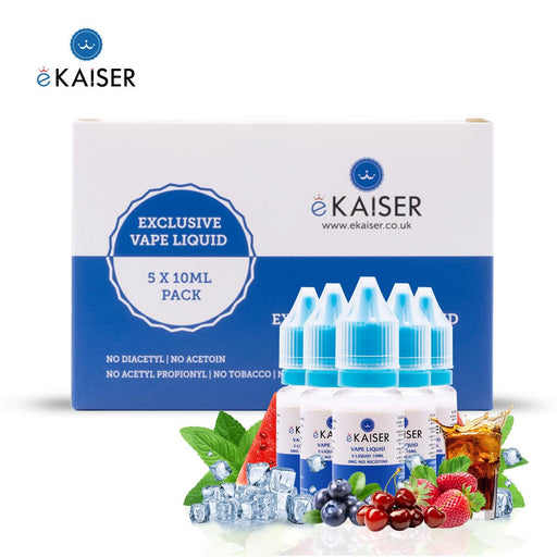 E-liquid,10ml,0mg,5 Pack,Fruit Mint,ekaiser