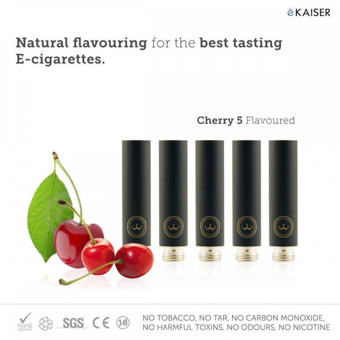 E shisha E Liquid 5 Pack Black Cartomizer *Cherry Flavour* - eKaiser - CIGEE Cigarette Cartomizers