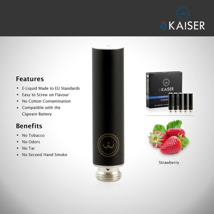 eKaiser e-Cigarette Black Cartomizer - Strawberry 0mg x 5 Pack | Cigee