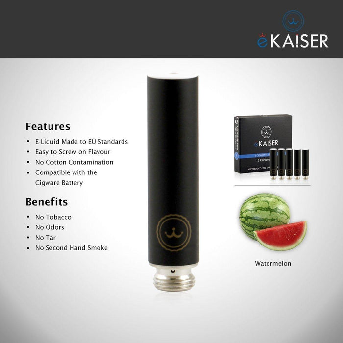eKaiser e-Cigarette Black Cartomizer - Watermelon 0mg x 5 Pack | Cigee CIGEE.COM eKaiser e-Cigarette Black Cartomizer - Watermelon 0mg x 5 Pack | Cigee CIGEE.COM