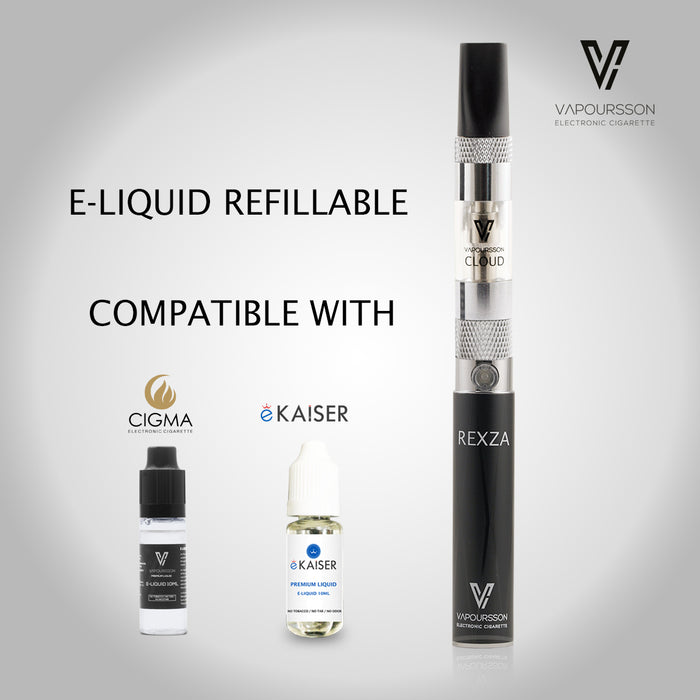 Vapoursson Rexza e-Cigarette - Refillable & Rechargeable Starter Kit + 5 x 10ml | Cigee