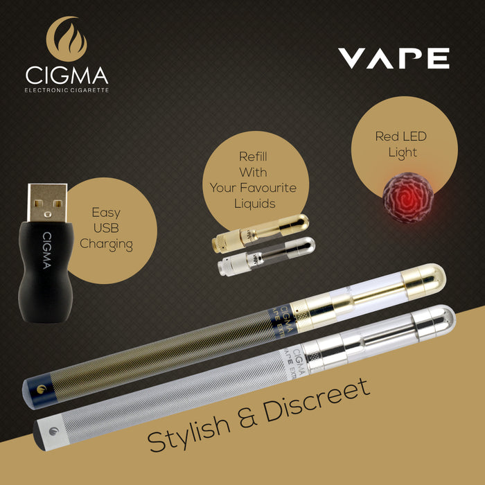 Cigma e-Cigarette Dual Extra - Refillable & Rechargeable Starter Kit + 5 x 10ml | Cigee