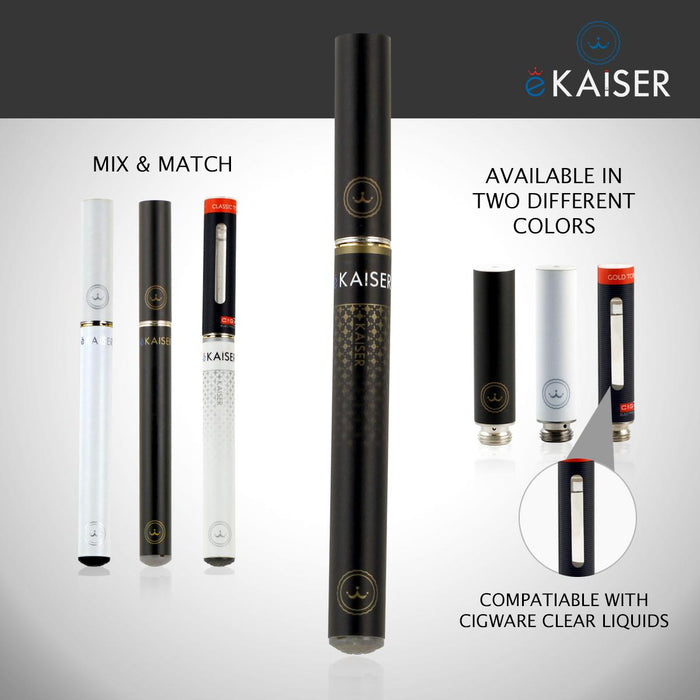 eKaiser Black e-Cigarette - Pre-filled & Rechargeable Starter Kit | Cigee