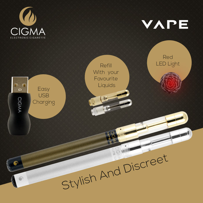 Cigma e-Cigarette Dual Slim - Refillable & Rechargeable Starter Kit + 5 x 10ml | Cigee
