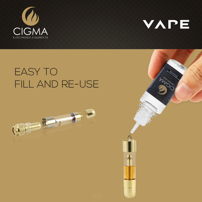 Cigma Vape Dual Slim - Worlds Slimmest Refillable Rechargeable e-Cigarette - Dual Pack Vaping Starter Kit e-Shisha - Free 5 Pack e-liquids Included