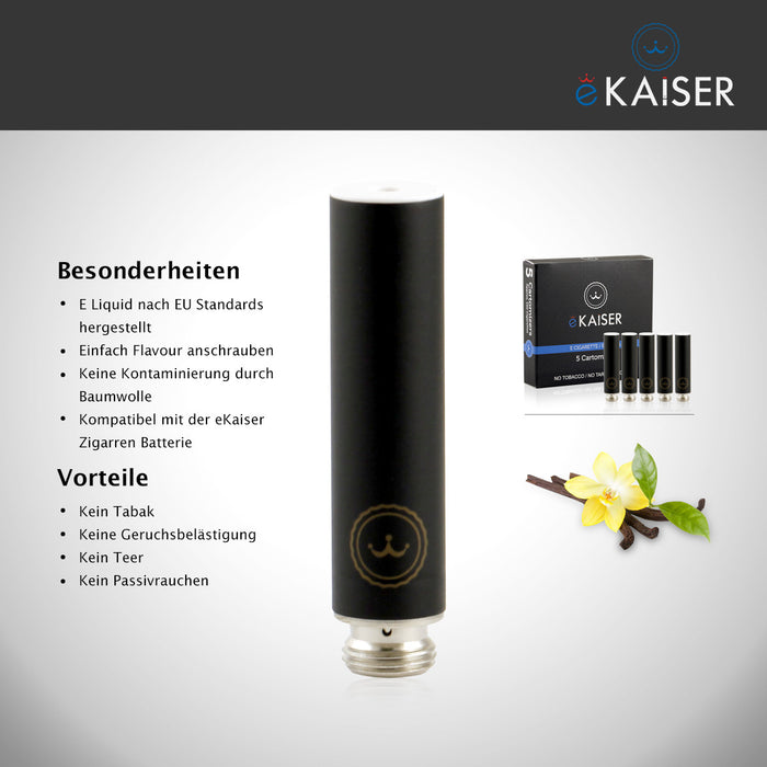 E Shisha E Liquid 5 Pack Black Cartomizer Vanilla Flavour eKaiser eShisha