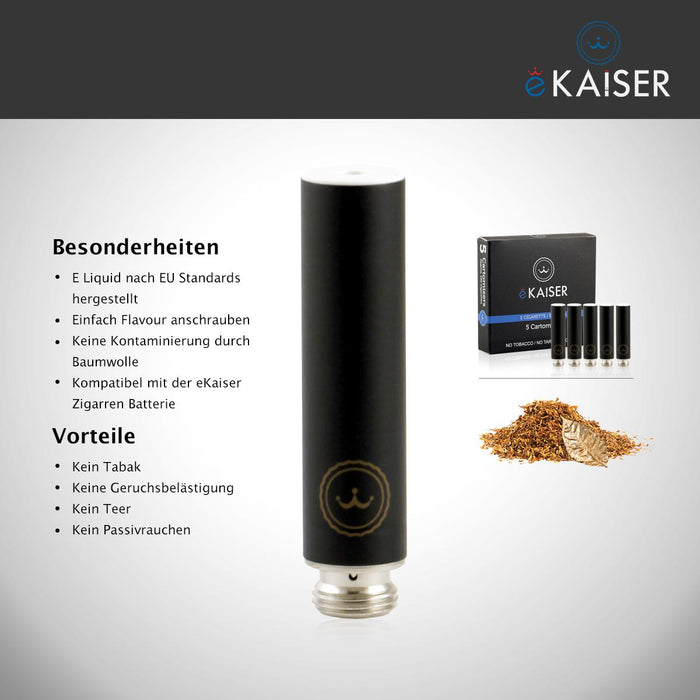 eKaiser e-Cigarette Black Cartomizer - Gold Tobacco 0mg x 5 Pack | Cigee