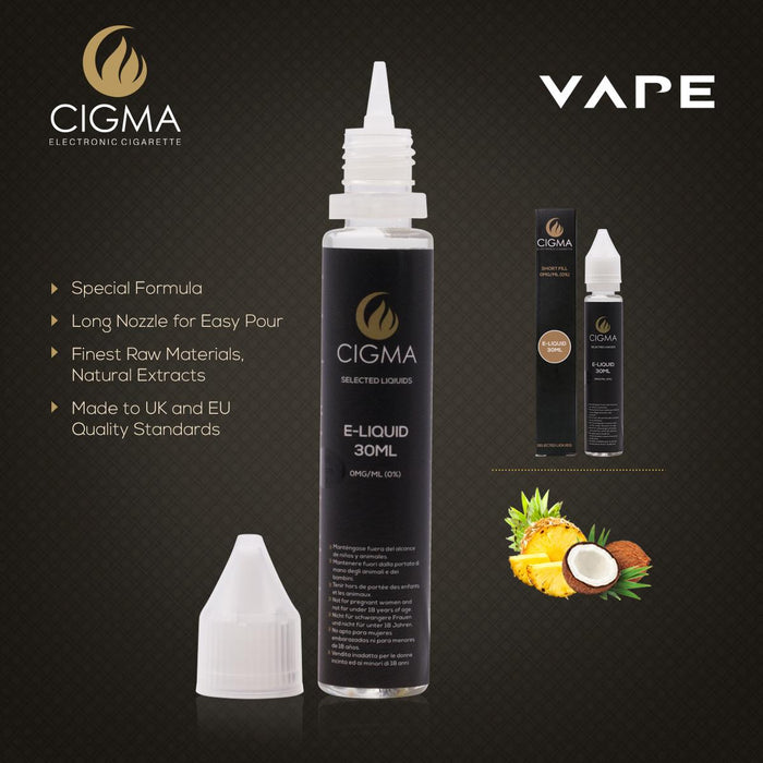 Cigma e-Liquid - Pinacolada 0mg 30ml Shortfill | Cigee