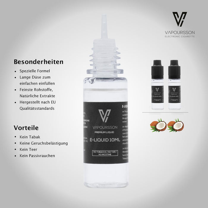 Vapoursson e-Liquid - Coconut 0mg 10ml Bottle x 2 Pack | Cigee